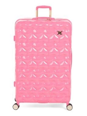 NWT JUICY COUTURE  Pink  lemonade HEARTS 32 “ SPINNER Carry-On SUITCASE Luggage